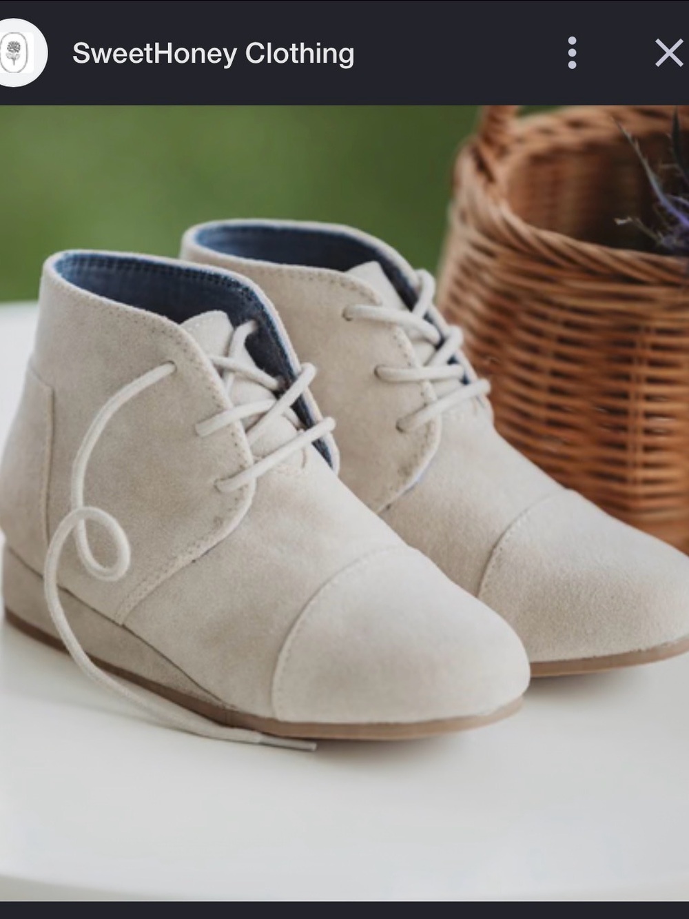 Sweethoney 2Y Kids Suede Lace-Up Booties in Cream